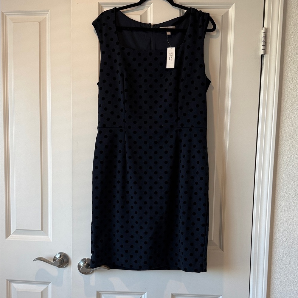 Banana Republic Dark Blue Polka Dot Midi Dress